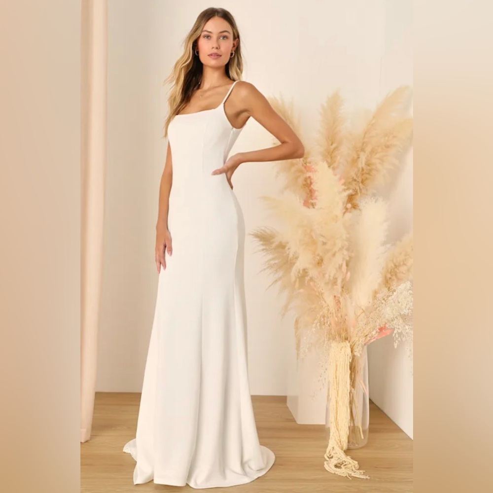 Blessed Romance White Sleeveless Button Back Mermaid Maxi Dress